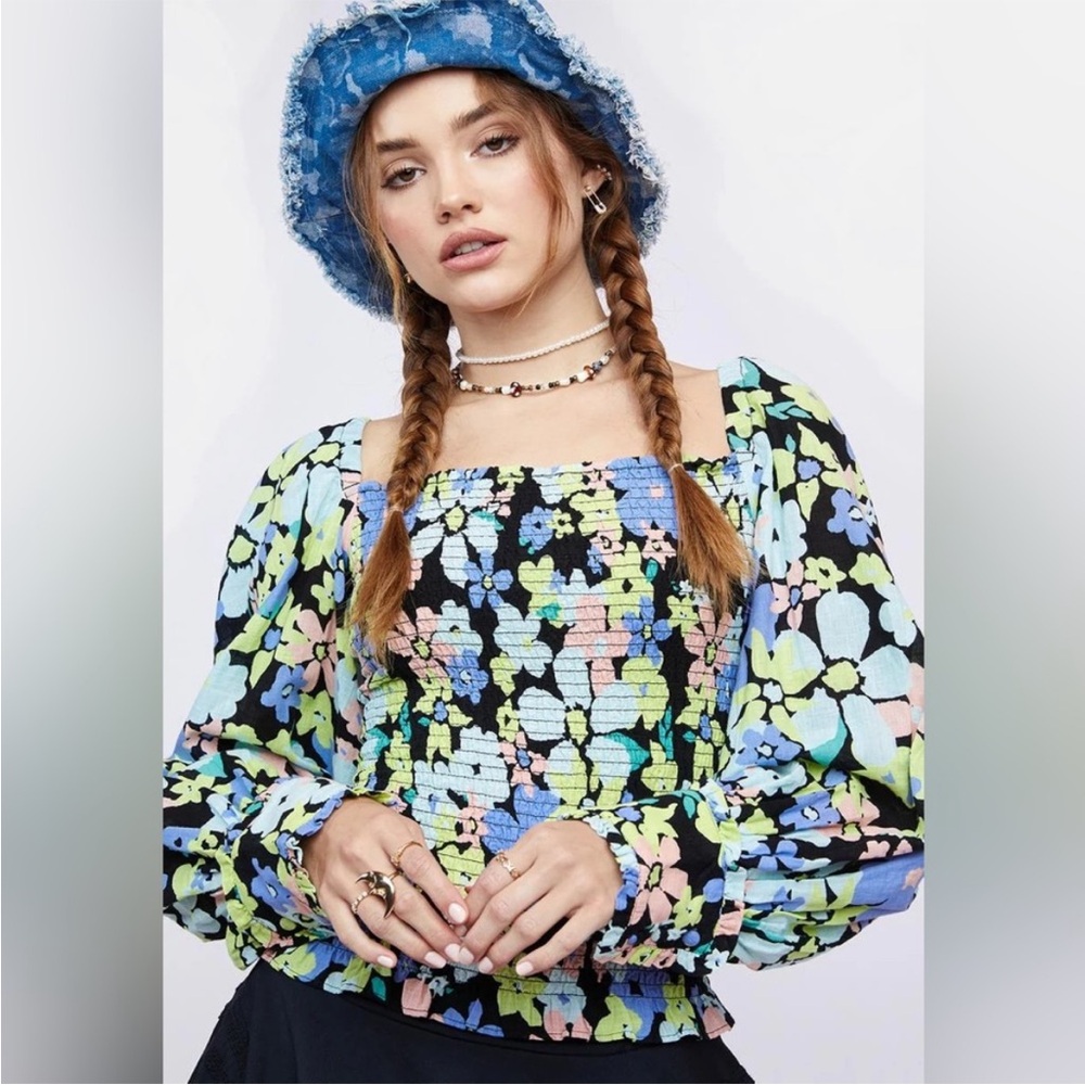 Free People Ariana Printed Crop Top in Retro Combo Floral Cotton Size L